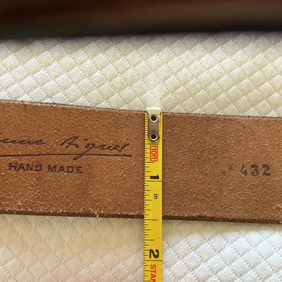 Vintage Etienne Aigner Brown Leather Belt with Turnlock & Hook